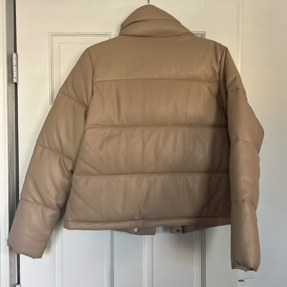 Vegan Leather Mini Puffer in Beige - Picture 7 of 7